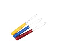 MUCKLILY Lot De 3 Dispositifs D'assistance Aux Boutons En Acier Inoxydable Et Bois, Poignées Colorées Rouge, Jaune Et Bleu, Aide à Bouton Rapide, Usage Manuel, Portatif Pour Couture Et Habillement