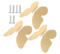 MUCKLILY Lot de 3 Poignées en Alliage d'Aluminium Brossé Paire Gauche et Droite Poignées de Remplacement pour Tiroirs Armoires et Penderies Finition Dorée Quincaillerie Vintage pour