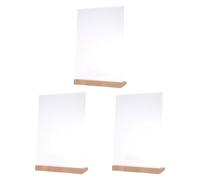 MUCKLILY Lot de 3 Porte-Affiches en Acrylique Transparent Socle en Bois Support de Menu A4 Format Standard 21 x 297 cm Design Incliné en L Stable Présentoir de Table pour Restaurant