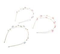 MUCKLILY Lot de 3 Serrage-Têtes Fins Double Rangée de Strass avec Fleurs Accessoires Cheveux Femme en Résine et Métal Bandeaux Scintillants Violets Roses et Bleus pour Mariage Fêtes et