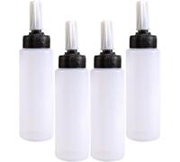 MUCKLILY Lot de 4 Bouteilles de Teinture pour Cheveux Souples 150 Ml Blanches Embout Fin et Graduation Flacons Rechargeables pour Salon de Coiffure et Coloration Capillaire Précise