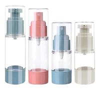 MUCKLILY Lot de 4 Flacons Cosmétiques Airless 30Ml et 15Ml Flacons à Pompe sous Vide pour Lotion et Crème Contenants de Voyage Pratiques et Réutilisables pour Produits Couleur Aléatoire