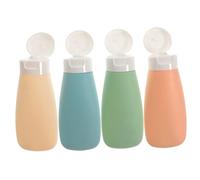 MUCKLILY Lot de 4 Flacons de Voyage Rechargeables 60ml en Plastique Étanches pour Cosmétiques Portables Légers avec Paquet de Rangement pour Soins Personnels en Déplacement