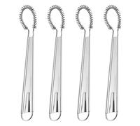 MUCKLILY Lot de 4 Fouets à Œufs Manuels en Acier Inoxydable Batteurs à Ressort Portatifs pour Mélanger Œufs Sauces et Crèmes Batteur Cuisine sans Électricité Outil Léger et Polyvalent