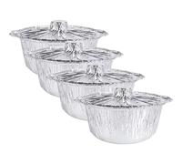 MUCKLILY Lot de 4 Moules en Aluminium Argentés 3000ml pour Barbecue Intérieur et Extérieur, Jetables, en Papier Aluminium pour Garder les Aliments Frais