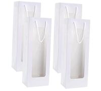 MUCKLILY Lot de 4 Paquet Présents pour Bouteilles de Vin en Papier Kraft Brun avec Fenêtre Transparente Format Standard Réutilisables et Décoratifs pour Anniversaire Fête et Occasions