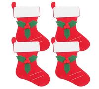 MUCKLILY Lot de 4 Pochettes à Couverts de Noël en Feutre Chaussettes Porte-Argenterie Rouges Décorations de Table Festives pour Fête de Noël Organisateurs Compacts pour Couverts et