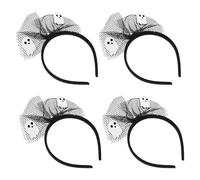 MUCKLILY Lot de 4 Serrage-Têtes Fantômes Halloween Noirs Accessoires Légers et Confortables pour Déguisement Cosplay Bandeaux Décoratifs pour Fête et Soirée D’Halloween