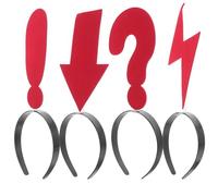 MUCKLILY Lot de 4 Serrage-têtes Symboles Amusants Rouge en Tissu Léger, Couvre-chefs à Point D'interrogation, Flèche, Éclairs et Point D'exclamation, Accessoires Cheveux Fête