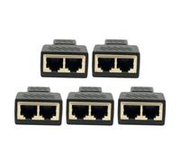 MUCKLILY Lot de 5 Adaptateurs Répartiteurs Rj45 1 vers 2 en Plastique et Alliage Connecteurs Coupleurs Ethernet pour Maison et Bureau Fiche Réseau Lan Pratique et Compacte