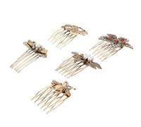 MUCKLILY Lot de 5 Épingles à Cheveux Rétro en Alliage Peigne à Cheveux en Diamant de Mariage Pinces de Fixation Décoratives de Feuille Usage Quotidien et Cérémonie