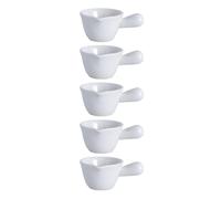 MUCKLILY Lot de 5 Mini Pots à Lait en Céramique Blanche Poignée 150 Ml Pots à Lait Ménagers pour Café Desserts et Restauration Résistants Faciles à Nettoyer Ranger