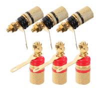 MUCKLILY Lot de 6 Bornes de Raccordement pour Haut-Parleur et Amplificateur, Tige Plaquée Or 4 Mm Pastilles Rouges et Noires, Connecteur Banana Jack pour Caisson de Basses et Câblage Audio