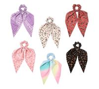 MUCKLILY Lot de 6 Élastiques à Queue de Cheval Imprimés Motifs Chou, Bandeaux pour Cheveux Longs, Accessoires Cheveux Fille, Anneaux Élastiques Colorés Mixés, Usage Quotidien et Fêtes