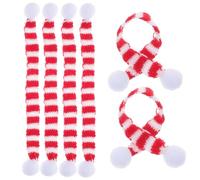 MUCKLILY Lot de 6 Mini Foulards Tricotés Rouges et Blancs 2X30 CM pour Décoration de Bouteille de Vin de Noël Ornement Festif pour Table et Fête Écharpes de Bouteille de Vin de Noël