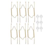 MUCKLILY Lot de 6 sets de Supports Invisibles à Ressort pour Assiettes Décoratives Crochets Muraux Réglables pour Plaques de 15 CM Adhésifs sans Trace Présentation Murale Discrète et