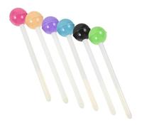 MUCKLILY Lot de 6 Stylos Gel à Encre Liquide Forme Sucette 0,5 Mm Recharge Noire Facile à Transporter Ranger pour Maison et Signature Style Aléatoire