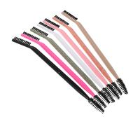 MUCKLILY Lot de 7 Pinceaux de Maquillage Double Embout Brosse à Cils Spirale et Peigne à Sourcils Accessoires Multifonctions pour Maquillage des Yeux Disponibles en Noir Blanc Rose