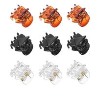 MUCKLILY Lot de 72 Mini Pinces à Cheveux en Plastique Antidérapantes Base Carrée Couleurs Assorties Noir Brillant Café et Transparent Taille 15 CM Boîte de Rangement Accessoires