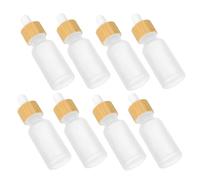 MUCKLILY Lot De 8 Bouteilles En Verre Dépoli 20 Ml Avec Compte-gouttes Anneau En Bambou Pour Huiles Essentielles Voyages Cosmétiques Aromathérapie