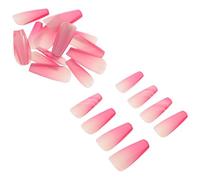 MUCKLILY Lot de Faux Ongles Carrés à Coller Effet Dégradé Rose Ombré, Manucure Française Press à Finition Brillante, Prothèses D'ongles Amovibles pour Femme, Kit Complet pour Nail Art