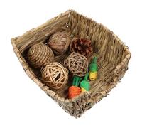 MUCKLILY Mâcher pour Lapins et Petits Animaux, Lit en Paille Naturelle Tressée, Protège Les Meubles et Change Le Comportement de Mastication, 1 Set Coloré