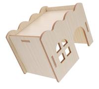 MUCKLILY Maison en Bois Naturel pour Hamster et Cobaye Échelle Ondulée Résistante, Habitat Confortable pour Jouer et Se Reposer Toute L'année