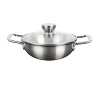 MUCKLILY Marmite à Soupe en Acier Inoxydable 22 CM sans Magnétisme avec Couvercle en Verre Pot à Ramen Coréen Grand Format Casserole pour Fruits de Mer et Cuisson Polyvalente