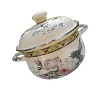 MUCKLILY Marmite à Soupe Épaissie Émaillée 22 CM Double Oreilles Marmite à Fond Plat en Émail Blanc Ustensile Cuisine Pratique pour Pot à Soupe et Ragoût Accessoire la Cuisine Solide et