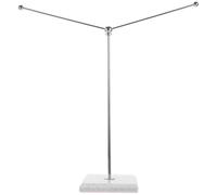 MUCKLILY Mât de Drapeau de Bureau en Marbre et Acier Inoxydable, Porte-drapeau Décoratif Résistant à L'usure, Léger, pour Réunion en Office, Set Complet Socle Argenté