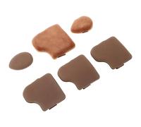 MUCKLILY Mini Houppettes à Poudre Floquées Marron 6 Pièces - Applicateurs Maquillage Doux pour Poudre Compacte et Fond de Teint Cushion Réutilisables et Adaptées Maquillage Sec et