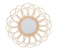 MUCKLILY Miroir Rond Décoratif Vintage en Rotin Tressé Miroir Mural pour Salle de Bain Chambre ou Salon Décoration Murale Taille Compacte Accessoire de Photographie