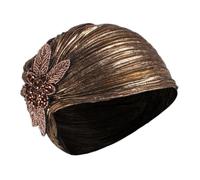MUCKLILY Noble Turban Tête Foulard Plissé Or pour Femmes Léger et Confortable Style Raffiné Facile à Porter Adapté Cheveux Longs et Courts Famille et