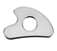 MUCKLILY Outil de Massage Visage en Acier Inoxydable, Planche Gua Sha Compacte en Métal Trous, Masseur Musculaire Réutilisable pour Cou et Contour des Yeux, Accessoire Tonification Visage
