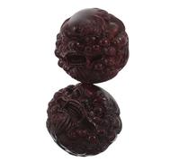 MUCKLILY Paire de Boules de Massage en Bois Sculpté Tête de Lionceau pour Exercice des Mains, Thérapie Physique et Renforcement Musculaire, Style Chinois Traditionnel Unique