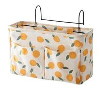 MUCKLILY Panier de Rangement Suspendu pour Chevet Motif Citron Organisateur de Lit Multi-Usage Poches Multiples Grand Compartiment Compartimenté Poche Filet Latérale pour Dortoir et