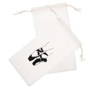 MUCKLILY Paquet à Cordon Grande Capacité pour Chaussures de Danse Classique Paquets en Tissu Blanc, Lot de 2 pour Accessoires et Maillots, pour Voyage ou Sport
