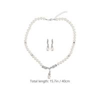 MUCKLILY Parure Perles Argentées avec Pendentif Boucles Doreilles Pendantes pour Femme Ensemble Mode pour Fête et Usage