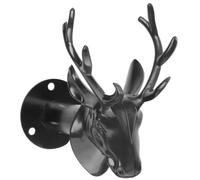 MUCKLILY Patère Murale Tête de Cerf, Crochet Unique Double en Fer et Plastique, Noir, Mural, Gain de Place, pour Manteaux et Vêtements, Chambre ou Porche