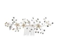 MUCKLILY Peigne À Cheveux En Cristal Et Fleur : Accessoires De Coiffure De Mariée Avec Perles Et Strass Sur Le Côté Français, Pour Demoiselle D'honneur