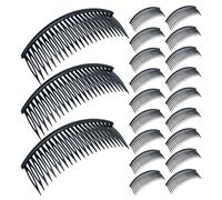 MUCKLILY Peigne à Cheveux Grand Format 12 CM en Plastique Noir 24 Dents Précises Lot de 48 Pièces Accessoires Coiffure DIY pour Femmes Contrôle Cheveux Épais Peignes Latéraux