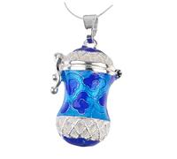 MUCKLILY Pendentif Collier Aromathérapie Creux En Alliage De Cuivre Bleu, Diffuseur D’huile Essentiel Suspendu, Étui Ouvrable Diy Pour Huile Parfumée, Usage Personnel Et Présent