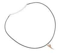 MUCKLILY Pendentif Dent de Requin Décoratif en Pierre Cordon en Cuir Noir | Style Rétro Exotique, Léger et Confortable, Look Unisexe, pour Tenues Streetwear et Halloween