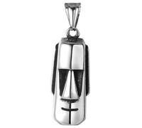 MUCKLILY Pendentif Tête de L'île de Pâques Moaï en Acier Inoxydable Titanium pour Hommes, Breloque Collier Diy, Accessoire Bijou Créatif, Présent Personnalisé, Style Original Quotidien
