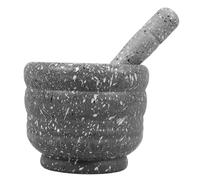 MUCKLILY Pilon et Presse-ail Manuel Grosse Taille en Granit à Motif Floral, Broyeur et Mortier Cuisine en Pierre Naturelle, Usage Ménager pour Ail, Épices et Purée, Ustensile Robuste