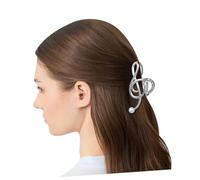 MUCKLILY Pince à Cheveux Décorative Note de Musique Perles Taille Moyenne Métal Argenté pour Femmes Élégant Usage Quotidien