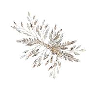 MUCKLILY Pince à Cheveux Strass Longue Argentée pour Mariage Accessoire Coiffure Nuptiale Élégant Barrette à Cheveux Décorée Feuille Cérémonie et Fête Femme et Fille