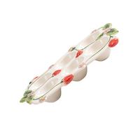 MUCKLILY Plateau à Œufs en Céramique Empilable avec 6 Trous, Support pour Rangement D'œufs Décor Fraise, pour Présentation Petit-déjeuner Quotidienne