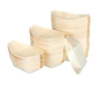 MUCKLILY Plateau de Service à Sushis en Bois Naturel Forme Bateau 135X77 CM 250 Pièces Jetables Assiettes pour Sashimis Japonerie Desserts et Amuse-Bouches Réception et Fêtes