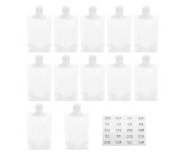 MUCKLILY Pochettes de Voyage Rechargeables 50 Ml pour Lotion et Huiles Essentielles - Sachets Souples Vides Bouchon à Bec Verseur - Lot de 13 Set de Pièces - Paquet Rangement Cosmétique